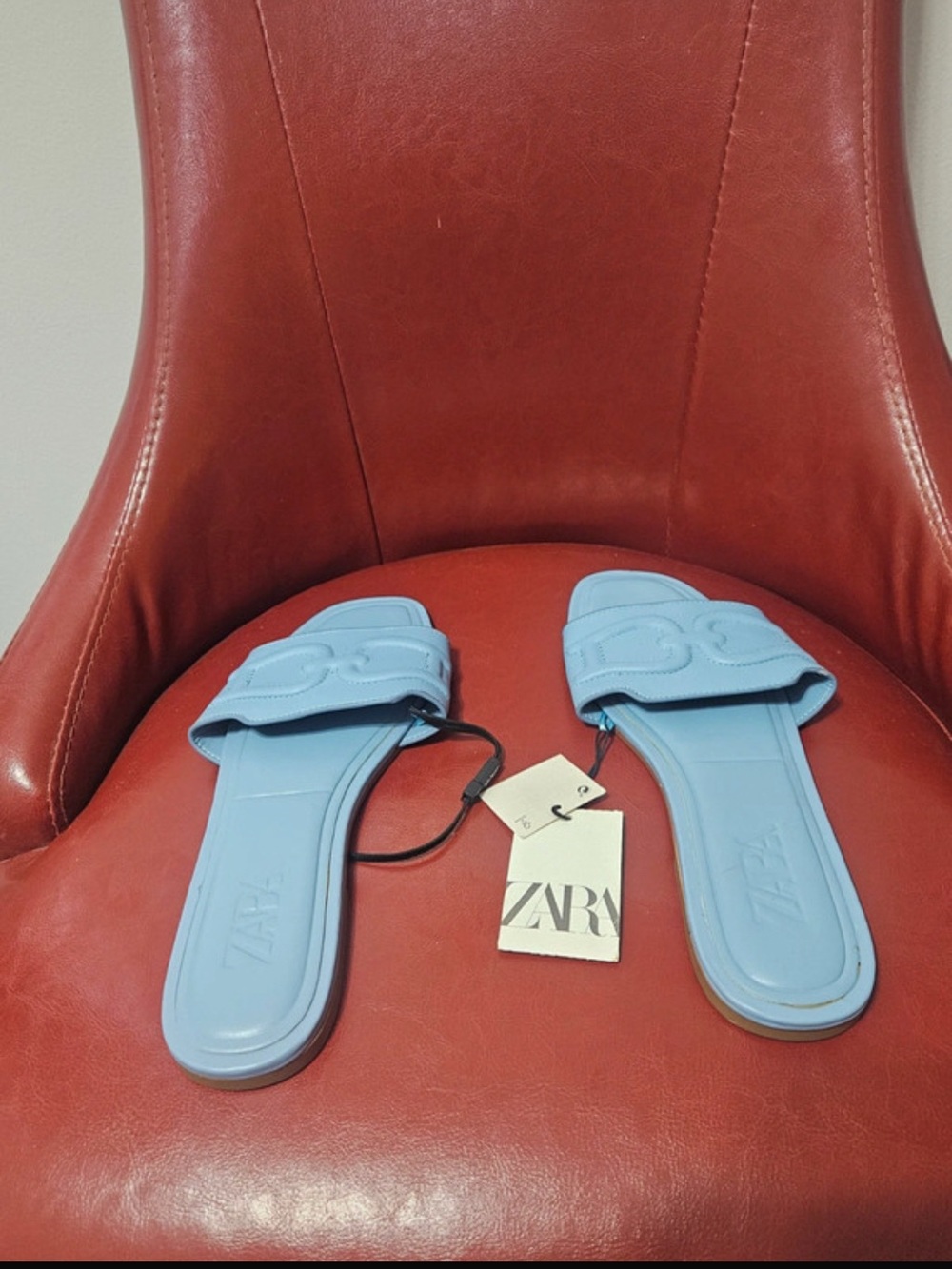 ZARA Powder Blue Slide Sandals - Picture 2 of 3